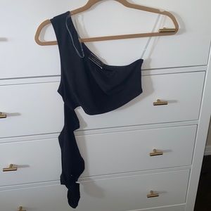 One shoulder top with wrap around tie